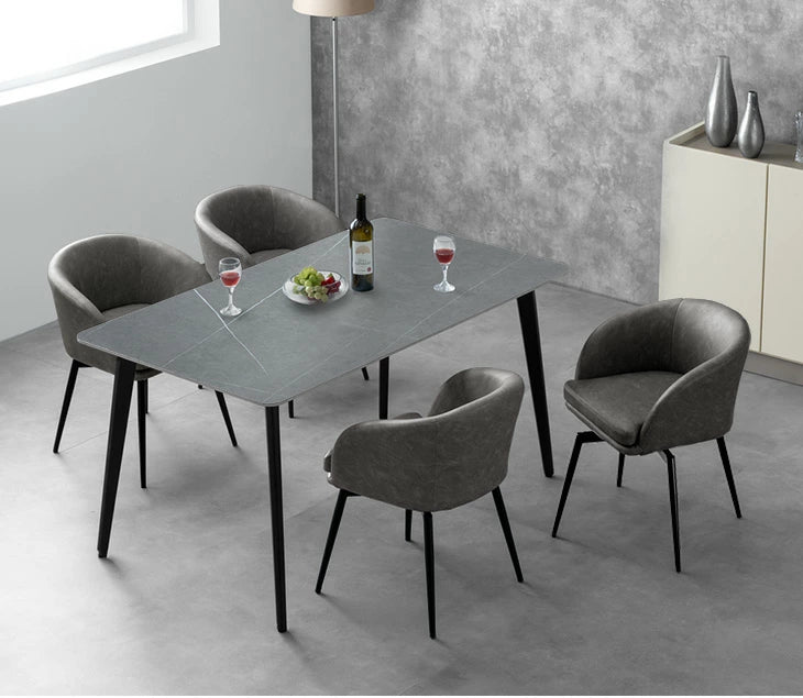 【新発売記念プライス】［1脚］回転式 ダイニングチェア 肘付き レザー調 ファブリック おしゃれ 北欧 回転椅子〔83200105〕