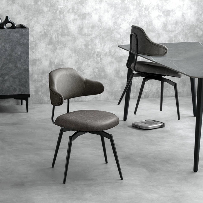 【新発売記念プライス】［4脚セット］お掃除ロボ対応 回転式 ダイニングチェア 肘付き ハンギングチェア ファブリック レザー調〔99901119〕