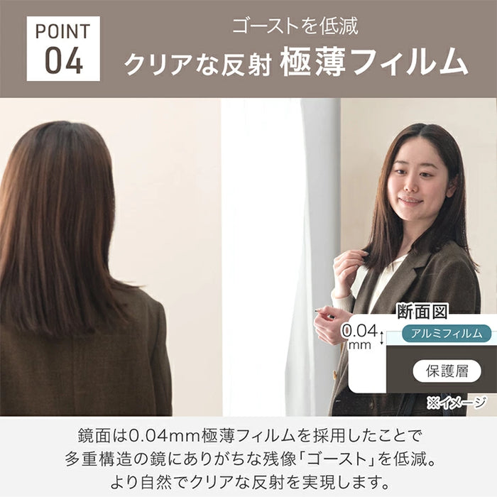 ［幅100cm］割れない全身鏡 高さ180cm フレームレス 超軽量 壁掛け シンプル〔83800004〕
