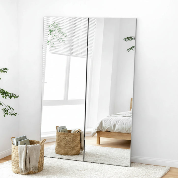 【新発売記念プライス】［100×180］割れない 折りたたみ 全身鏡 2面鏡 超軽量 割れない鏡 割れないミラー フィルムミラー 姿見 鏡【超大型商品】〔83800011〕
