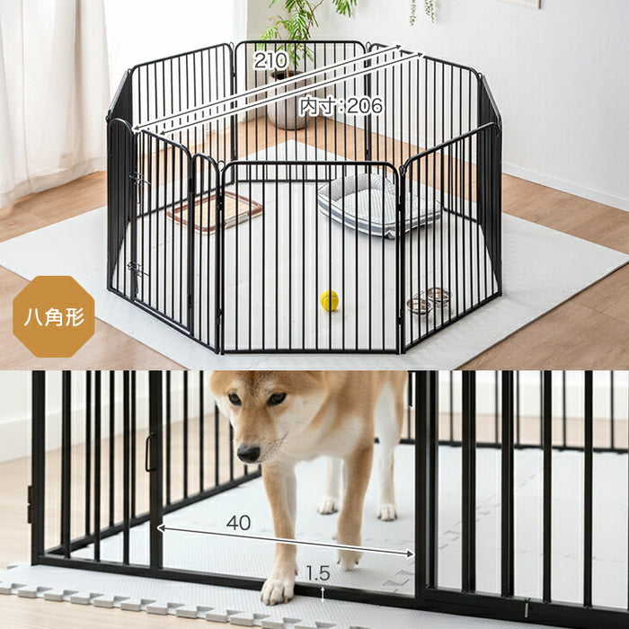 ［高さ80cm 2ドア］ペットサークル ハイタイプ 屋内外兼用 組み替えOK ワイド サークル ケージ ペットケージ 犬用〔83900005〕