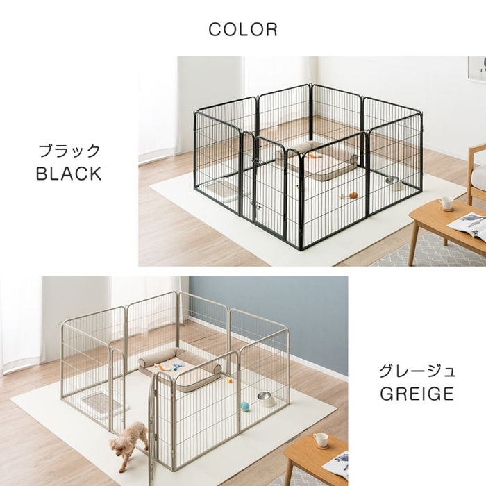 【アウトレット 旧仕様品】［高さ80cm 2ドア］ペットサークル ハイタイプ 屋内外兼用 組み替えOK ワイド ブラック〔8390000501・out3005〕