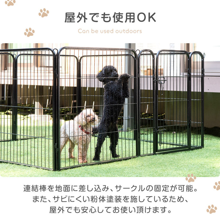 【アウトレット 旧仕様品】［高さ80cm 2ドア］ペットサークル ハイタイプ 屋内外兼用 組み替えOK ワイド ブラック〔8390000501・out3005〕