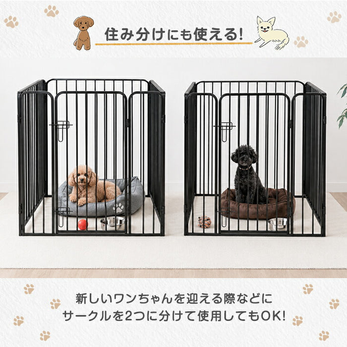 ［高さ80cm 2ドア］ペットサークル ハイタイプ 屋内外兼用 組み替えOK ワイド サークル ケージ ペットケージ 犬用〔83900005〕