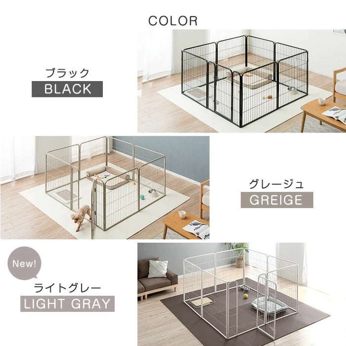 【アウトレット 旧仕様品】［2ドア・高さ100cm］バリアフリー ペットサークル ハイタイプ スチール 高さ ライトグレー〔8390000603・out3007〕