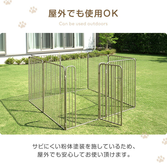［高さ100cm］超ハイタイプ ペットサークル 大型犬対応 出入りラクラク スチール ケージ 屋内外兼用 組み替えOK〔83900002〕