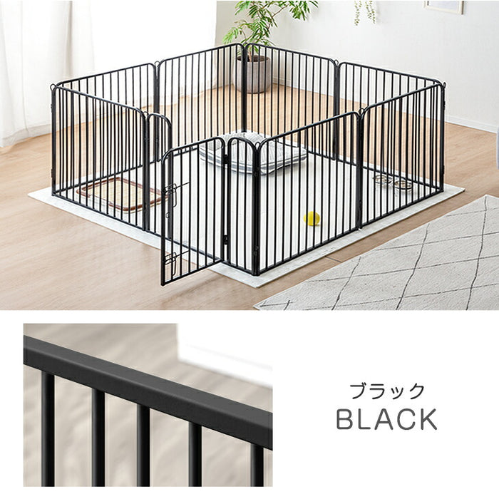 ［高さ60cm 2ドア］バリアフリー ペットサークル ハイタイプ サークル ペットケージ 正方形〔83900004〕