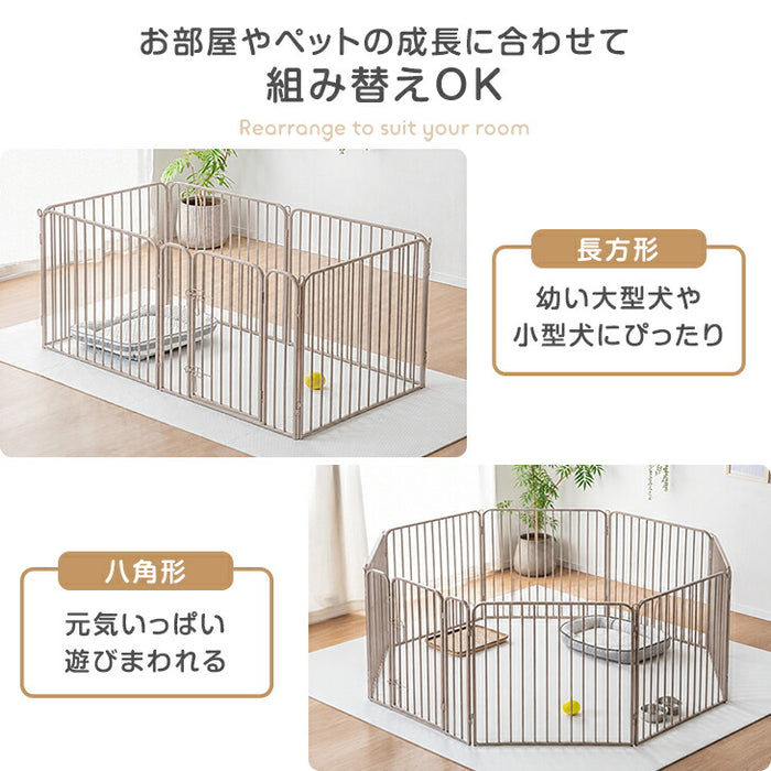 ［高さ60cm 2ドア］バリアフリー ペットサークル ハイタイプ サークル ペットケージ 正方形〔83900004〕