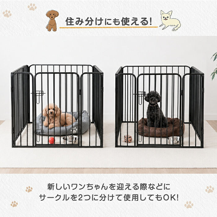 ［高さ60cm 2ドア］バリアフリー ペットサークル ハイタイプ サークル ペットケージ 正方形〔83900004〕