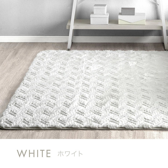 ［2畳用］ラビットファー調ラグ ホットカーペット 2点セット ラグ シャギーラグ ホットカーペット〔99993038〕