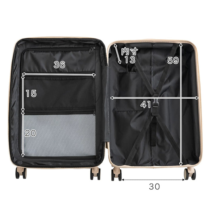 【機内持ち込みOK】［Sサイズ］多機能キャリーケース フロントオープン 充電USB type-c カップホルダー スマホスタンド スーツケース〔84200007〕