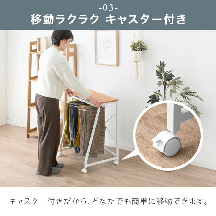 ［幅60cm・15本掛け］スラックスハンガー コンパクト設計 スリム キャスター付 粉体塗装 衣類収納 意匠権取得〔84300015a〕