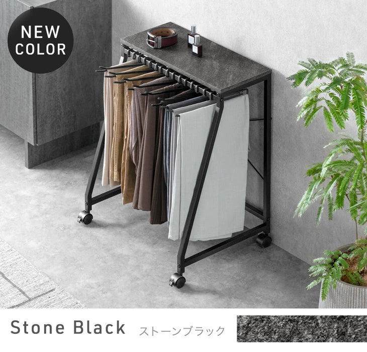 ［幅60cm・15本掛け］スラックスハンガー コンパクト設計 スリム キャスター付 粉体塗装 衣類収納 意匠権取得〔84300015a〕