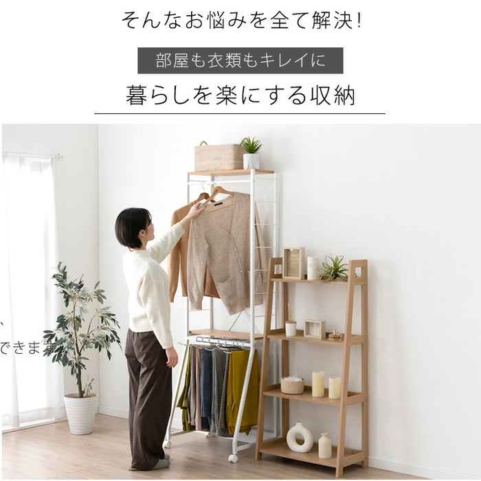 [幅62] RENEW ズボンハンガー付き ハンガーラック  スラックス 15本掛け 大容量 キャスター付 頑丈 コンパクト スリム 2段 省スペース ズボン 収納 棚板〔84300016〕