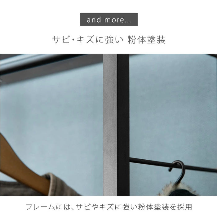 [幅62] RENEW ズボンハンガー付き ハンガーラック  スラックス 15本掛け 大容量 キャスター付 頑丈 コンパクト スリム 2段 省スペース ズボン 収納 棚板〔84300016〕