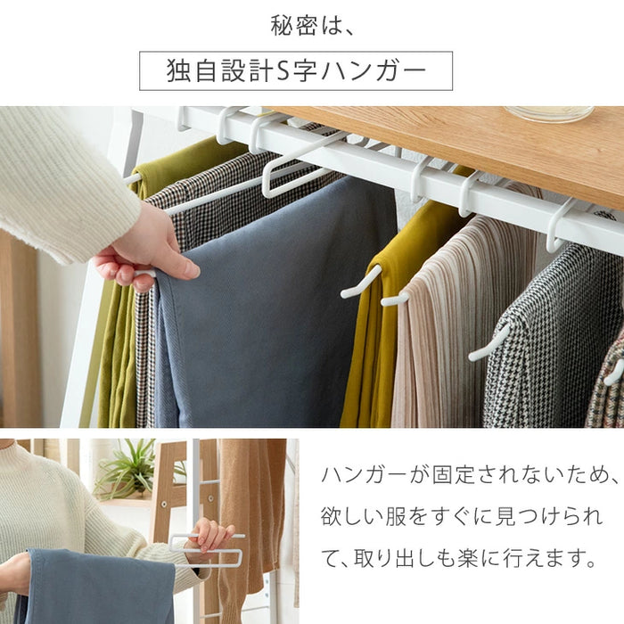 [幅62] RENEW ズボンハンガー付き ハンガーラック  スラックス 15本掛け 大容量 キャスター付 頑丈 コンパクト スリム 2段 省スペース ズボン 収納 棚板〔84300016〕