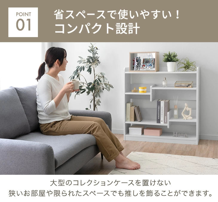 〔1個〕木目調 コレクションケース 背面ミラー付 アクリル ディスプレイケース〔84300040〕