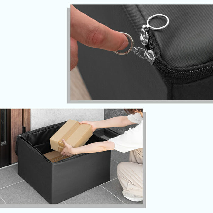 宅配ボックス 折りたたみ 大容量 75L 防水 上開き 開閉楽々リングファスナー 防犯ワイヤー付き〔84300057〕