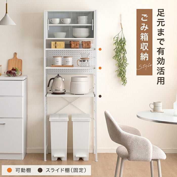 【新発売記念プライス】［木目調扉］幅60 キッチンラック 4段 高耐荷重 スライド棚〔84300074〕