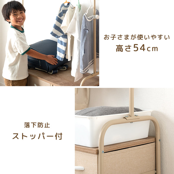 ［幅91］現役ママが考えた ランドセルラック 高さ調整 ハンガーラック付き 引き出し キャスター ランドセル収納 子供部屋〔84310024〕