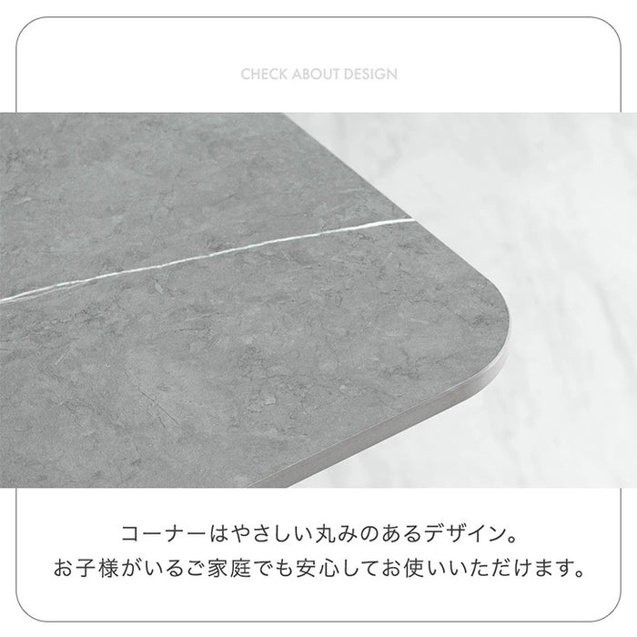 ［幅140cm］【玄関渡し】ダイニングテーブル 単品 4人掛け セラミック天板 長方形 大理石調 ストーン調 黒脚【超大型商品】〔84400001〕