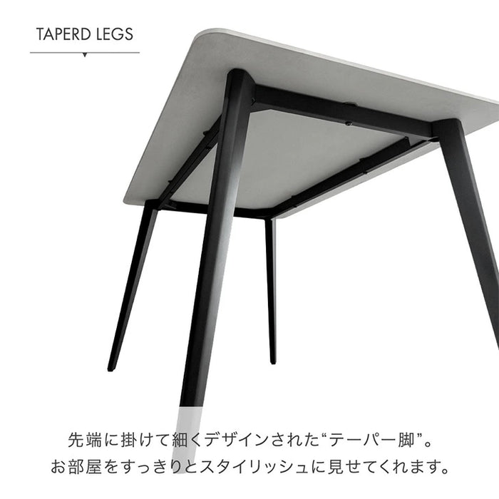 ［幅140cm］【玄関渡し】ダイニングテーブル 単品 4人掛け セラミック天板 長方形 大理石調 ストーン調 黒脚【超大型商品】〔84400001〕