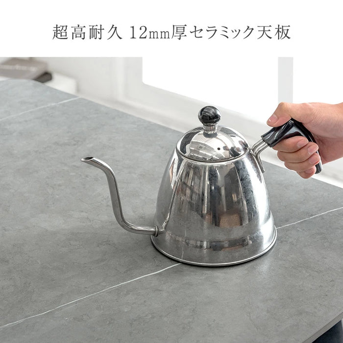 ［幅140cm］ダイニングテーブルセット 5点セット 4人掛け セラミック天板 長方形 大理石調 ストーン調 黒脚 ダイニングチェアセット［幅140cm・玄関渡し・5点セット］【超大型商品】〔84410005〕