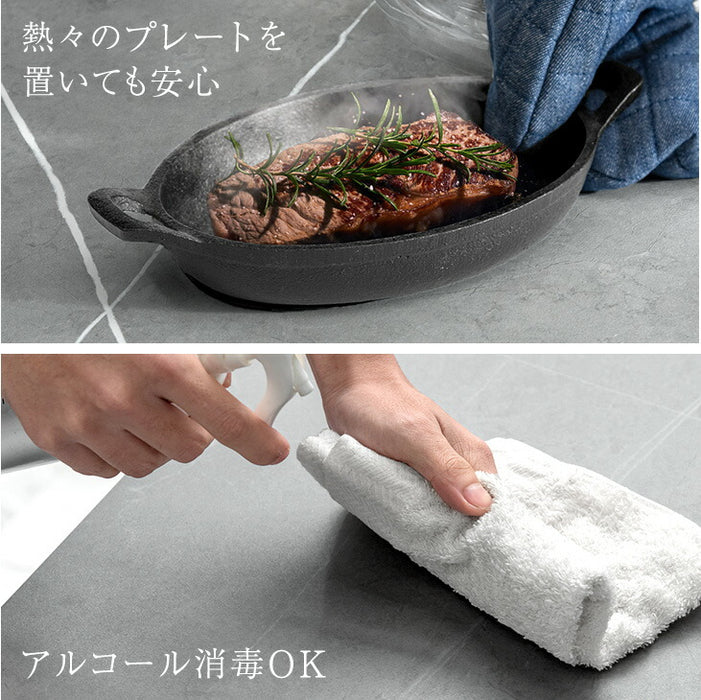 ［幅140cm］【玄関渡し】ダイニングテーブル 単品 4人掛け セラミック天板 長方形 大理石調 ストーン調 黒脚【超大型商品】〔84400001〕