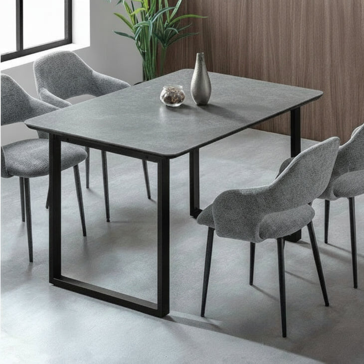 幅140cm] 【玄関渡し】4人掛け セラミック ダイニングテーブル 単品 黒