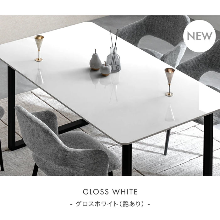 [幅140cm] 【玄関渡し】4人掛け セラミック ダイニングテーブル 単品 黒脚 大理石調【超大型商品】〔84400005〕