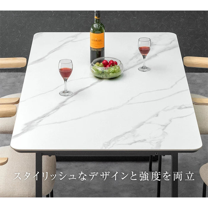 [幅140cm] 【玄関渡し】4人掛け セラミック ダイニングテーブル 単品 黒脚 大理石調【超大型商品】〔84400005〕