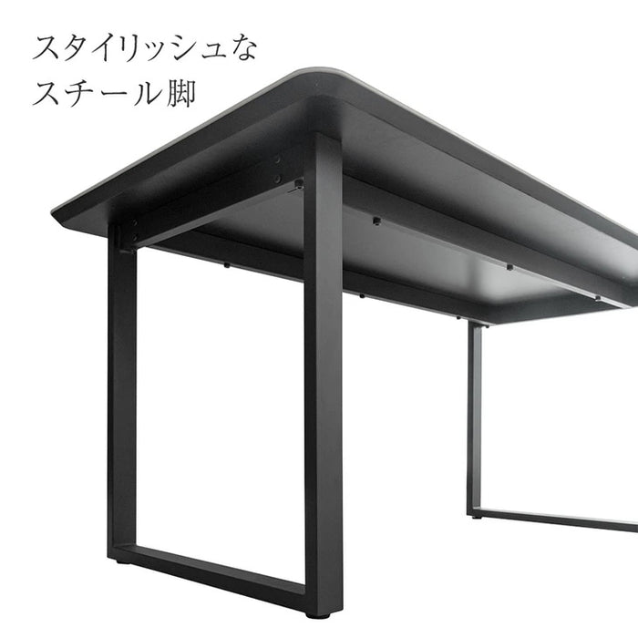 [幅140cm] 【玄関渡し】4人掛け セラミック ダイニングテーブル 単品 黒脚 大理石調【超大型商品】〔84400005〕