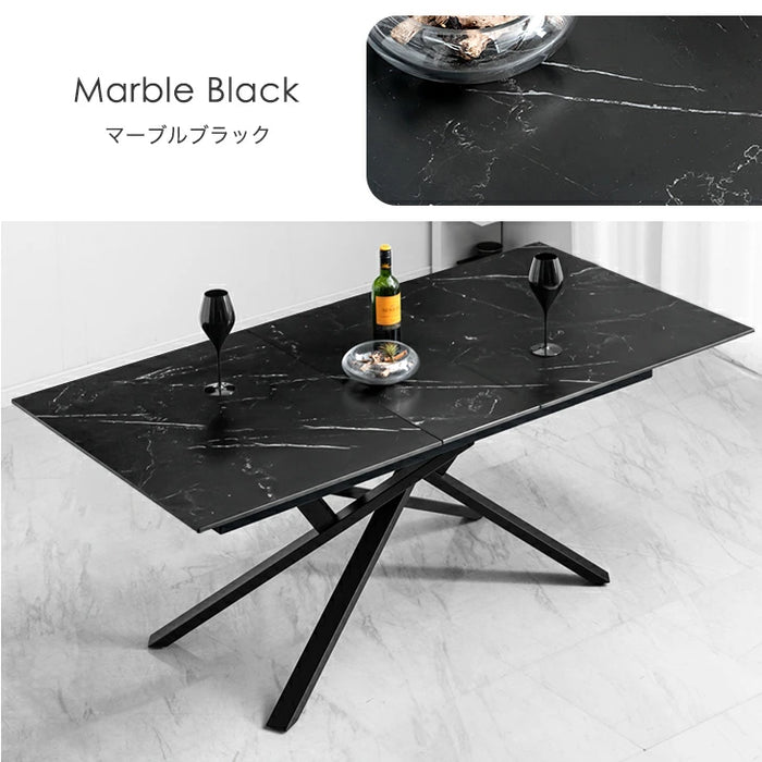 ［幅150 180］伸長式ダイニングテーブルセット 5点 セラミック お掃除ロボット対応【玄関渡し】【超大型商品】〔99901296〕