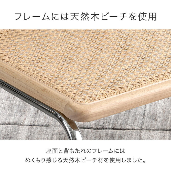 ［単脚］［ラタン肘付き］ラタンチェア アームレス シルバー脚 天然ラタン ダイニングチェア〔84400018〕