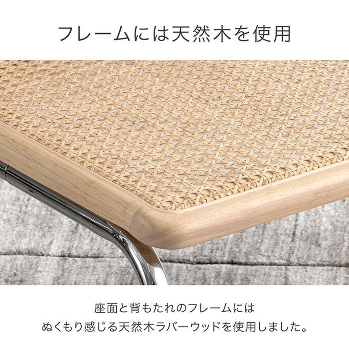 【アウトレット 撮影品】［単脚］［ラタン肘なし］ラタンチェア アームレス シルバー脚 天然ラタン ダイニングチェア〔1481008303out・out2740〕