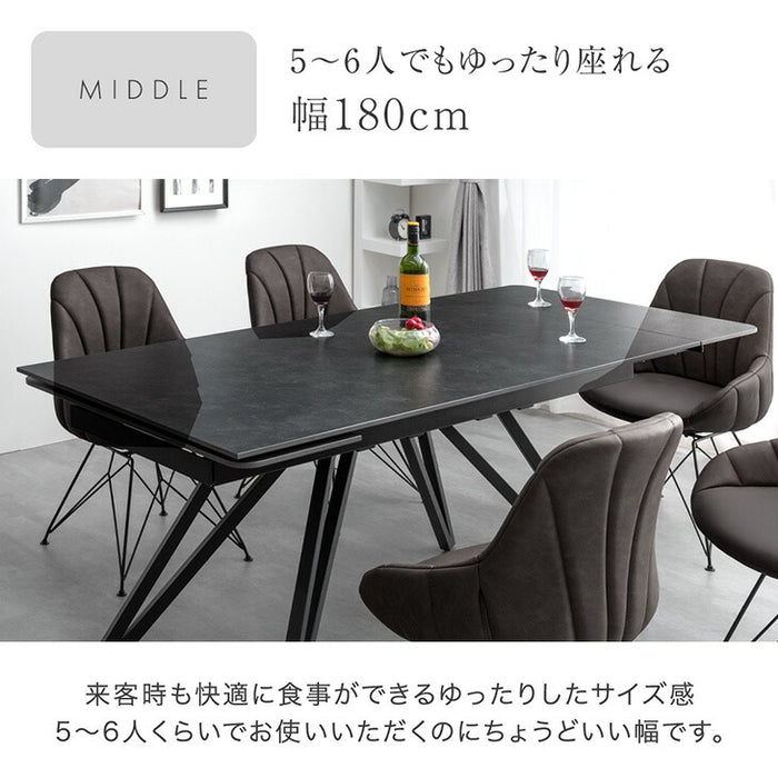 [幅150 180 210] 【玄関渡し】セラミック 両側伸長式ダイニングテーブル 単品 折りたたみ 折り畳み 長方形【超大型商品】〔85400001〕