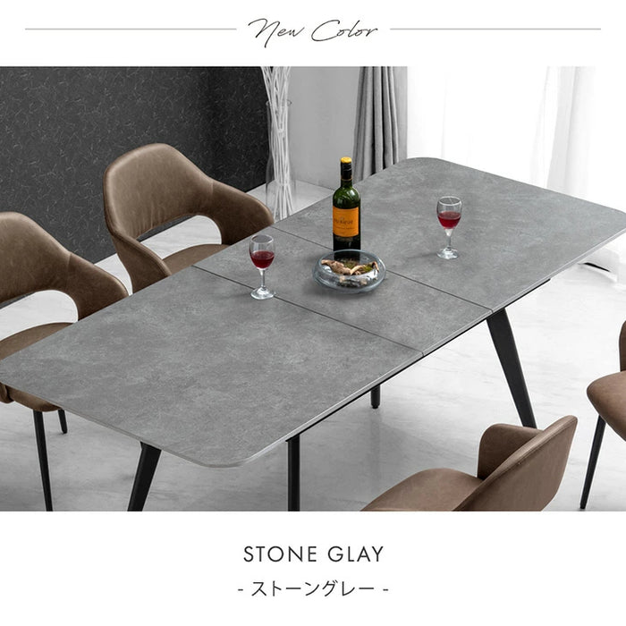 ［幅140/180］【玄関渡し】伸長式 ダイニングテーブルセット セラミック 5点セット 4人掛け エクステンション 長方形 伸長【超大型商品】〔85410001〕