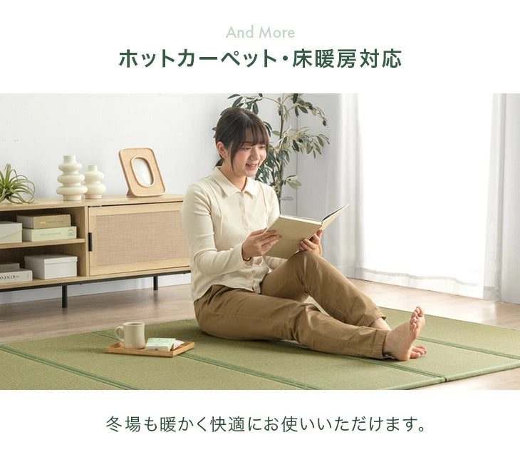 【新発売記念プライス】［5つ折り］［シングルロング］天然い草 畳マット 折り畳み 抗菌 防臭 床暖房対応 お掃除ロボット対応〔86400011〕