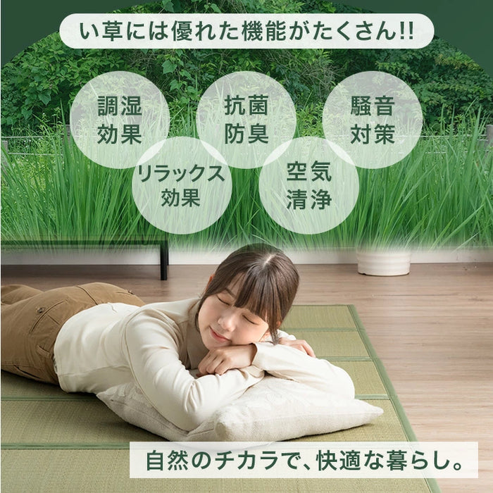 【新発売記念プライス】［5つ折り］［シングルロング］天然い草 畳マット 折り畳み 抗菌 防臭 床暖房対応 お掃除ロボット対応〔86400011〕