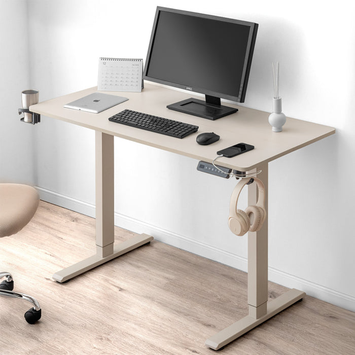 ［幅120］電動昇降デスク 無段階昇降 USBポート付 メモリ機能 静音設計 衝突感知センサー 耐荷重80kg 昇降デスク〔45400147〕