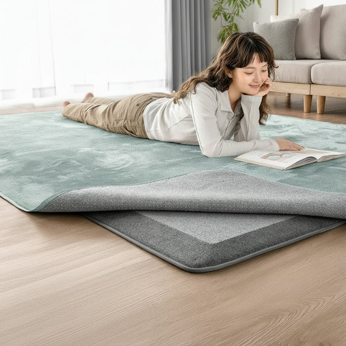 【新発売記念プライス】［115×170］厚み50mm つまずきにくい 極厚下敷きマット 洗える 防音 防ダニ 下敷きラグ 滑り止め 防音マット〔90900025〕