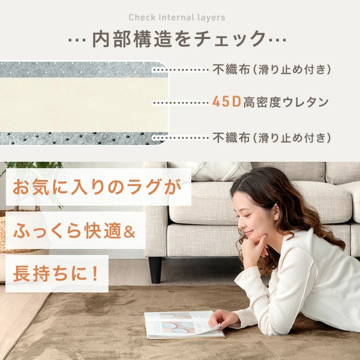 【新発売記念プライス】［115×170］厚み50mm つまずきにくい 極厚下敷きマット 洗える 防音 防ダニ 下敷きラグ 滑り止め 防音マット〔90900025〕