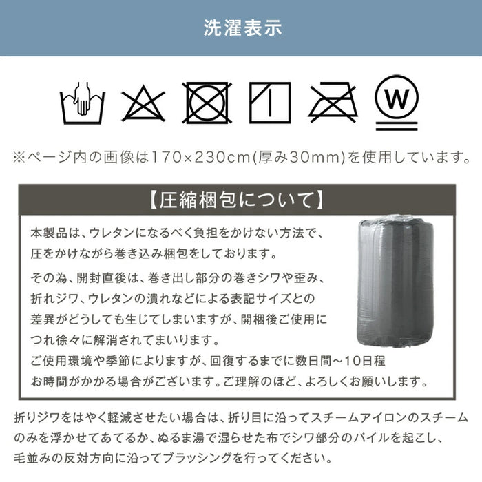 ［115×170］厚み30mm つまずきにくい 極厚下敷きマット 洗える 防音 防ダニ 下敷きラグ 滑り止め 防音マット〔90900017〕