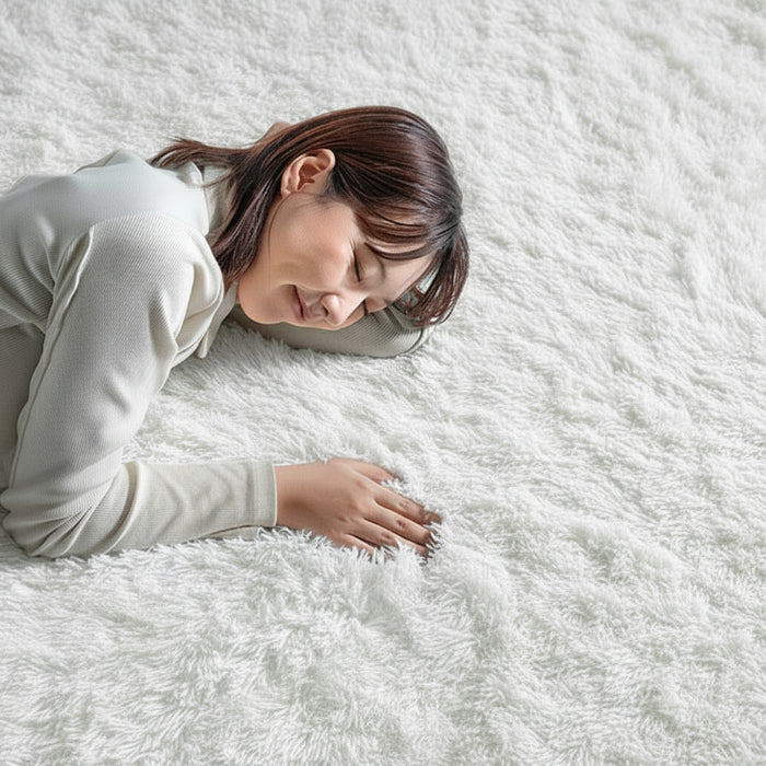 ［XS・10mm厚］【リニューアル特価】さらふわ手触り 洗える 高密度 シャギーラグ 防汚 防音 滑り止め〔90900032〕