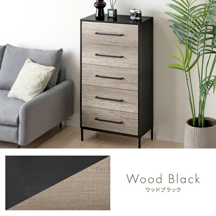 ［4段 幅60cm］ファブリックチェスト 大容量  木目調 脚付き お掃除ロボ対応 北欧 タンス〔91000008〕