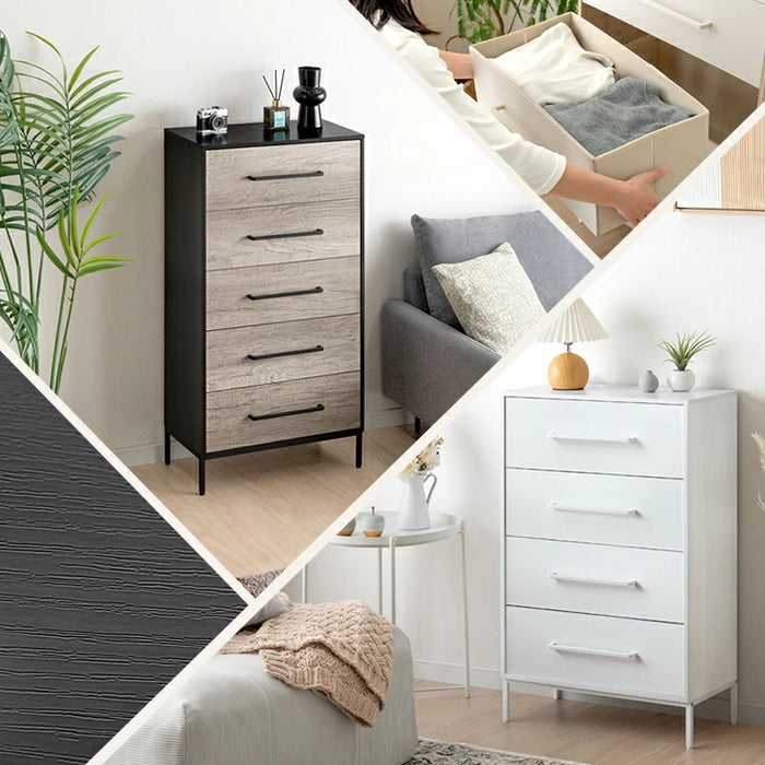 ［4段 幅60cm］ファブリックチェスト 大容量  木目調 脚付き お掃除ロボ対応 北欧 タンス〔91000008〕