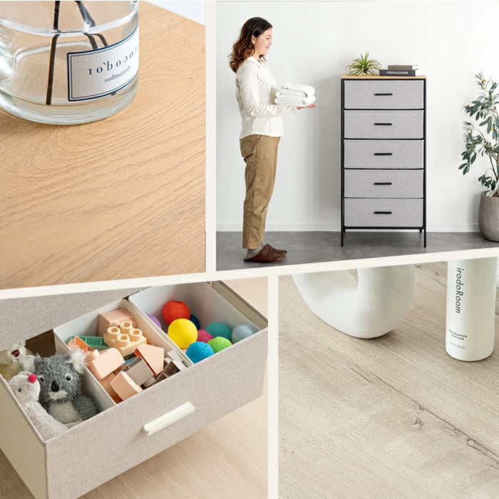 ［3段］ファブリックチェスト 大容量  木目調 脚付き お掃除ロボ対応 北欧 タンス〔91000004〕