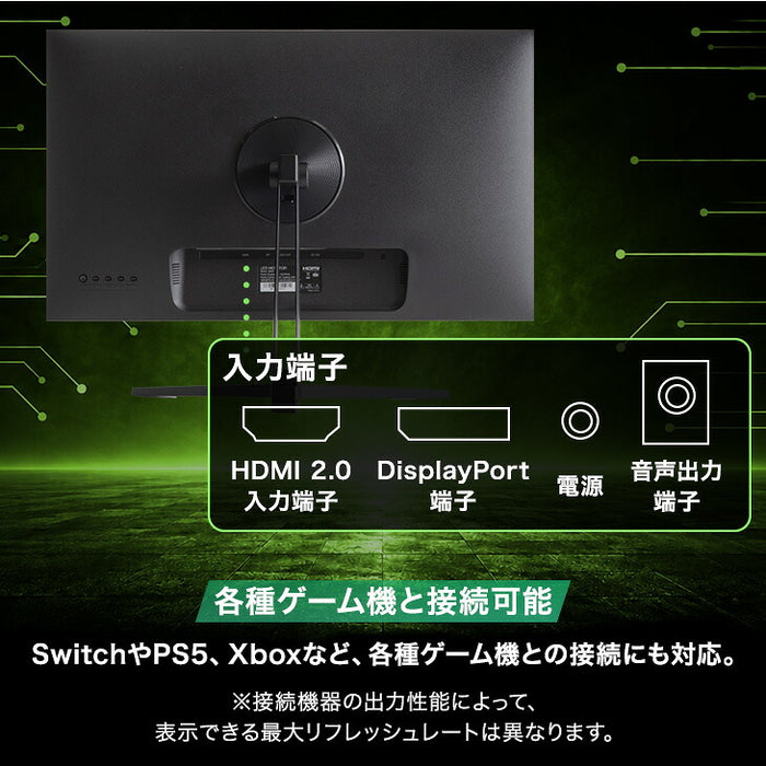 ゲーミングモニター 24インチ 260Hz IPS FHD 1ms HDR対応 フルHD 1920×1080  スピーカー内蔵 フレームレス VESA対応〔91200000〕