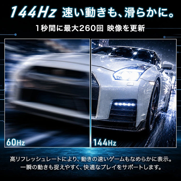 【新発売記念プライス】4K高画質 27インチ 144Hz ゲーミングモニター Fast IPS 4K 3840×2160 0.5ms HDR対応〔91200002〕