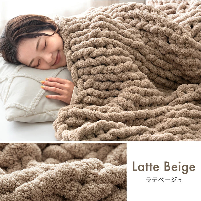 ［シングル］moket ブランケット 洗える ニット 手編み 収納ケース付き 毛布 〔91600002〕